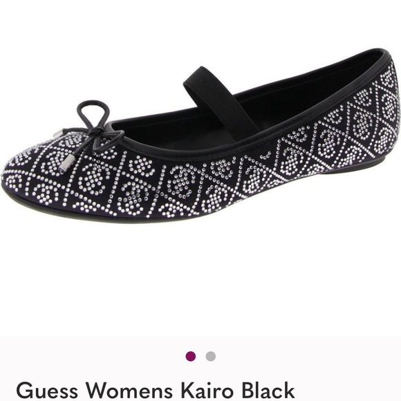Guess Womens Kairo Black Rhinestone Bow Slip On Ballet Flats Shoes New 10 - Picture 1 of 13